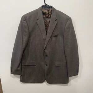 Lauren‎ Ralph Lauren Men's Gray Herringbone Wool Cashmere Blazer Jacket Size 46L